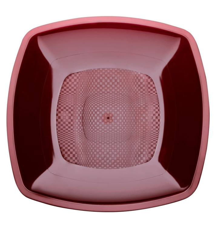 Prato Plastico Raso Bordeaux Square PP 180mm (25 Uds) Prato Plastico Raso Bordeaux Square PP 180mm (25 Uds)