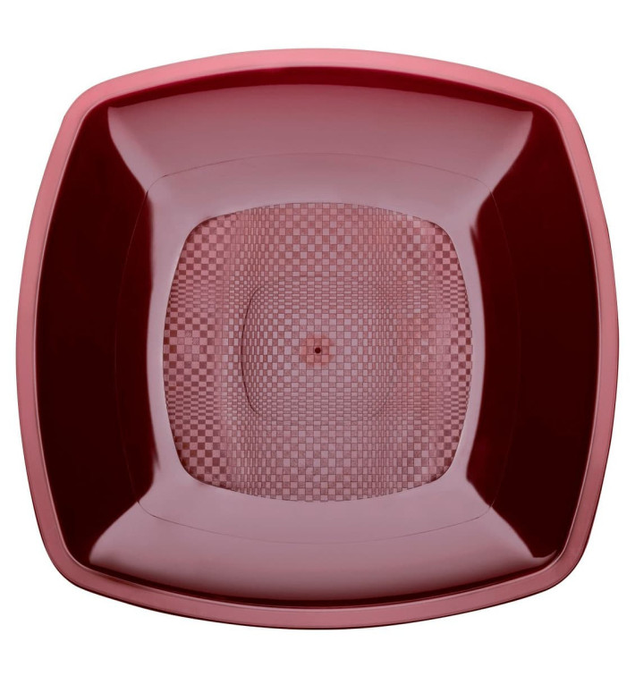Prato Plastico Fundo Bordeaux Square PP 180mm (300 Uds) Prato Plastico Fundo Bordeaux Square PP 180mm (300 Uds)
