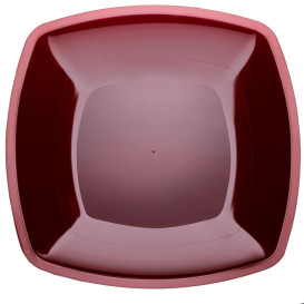 Prato Plastico Raso Bordeaux Square PS 300mm (12 Uds)