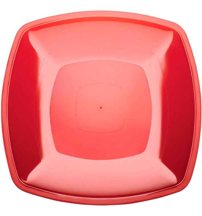 Prato Plastico Raso Vermelho Transp. Square PS 300mm (12 Uds) Prato Plastico Raso Vermelho Transp. Square PS 300mm (12 Uds)