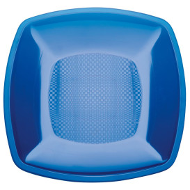 Prato Plastico Raso Azul Transp. Square PS 180mm (25 Uds)