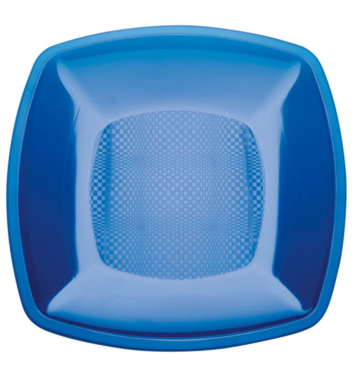 Prato Plastico Raso Azul Transp. Square PS 180mm (300 Uds) Prato Plastico Raso Azul Transp. Square PS 180mm (300 Uds)