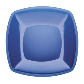 Prato Plastico Raso Azul Transp. Square PS 300mm (12 Uds)