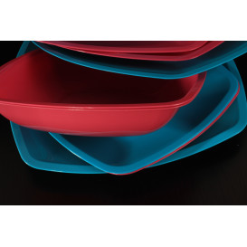 Prato Plastico Raso Azul Transp. Square PS 300mm (12 Uds)