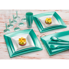 Prato Plastico Fundo Prata Nice Pearl PP 180mm (25 Uds)