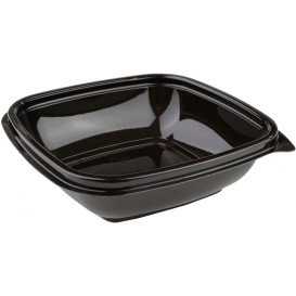 Tigela Plastico Quadrado Preto PET 250ml 125x125x40mm (50 Uds)