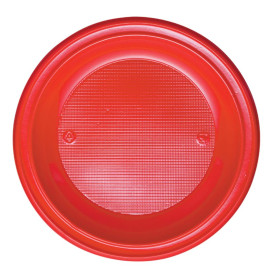 Prato Plastico PS Raso Vermelho Ø280mm (10 Unidades)