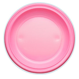 Prato Plastico PS Raso Rosa Ø220mm (30 Unidades)