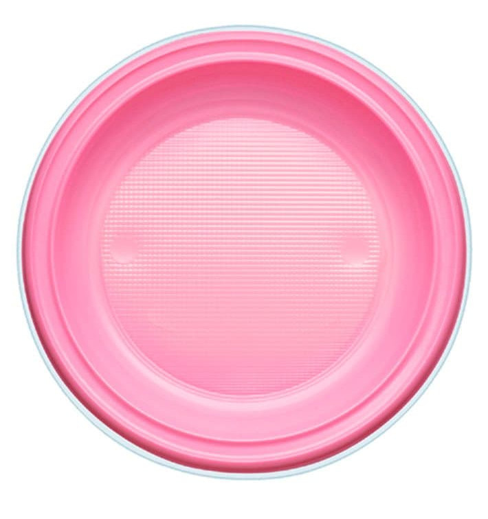 Prato Plastico PS Fundo Rosa Ø220mm (30 Unidades)