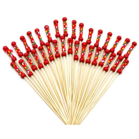 Pick Bambú Decorado Vermelho 120mm (200 Unidades)
