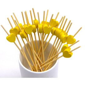 Pick Madeira Decorado "Corazón" Amarelo 120mm (5000 Unidades)