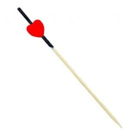 Pick Bambu Vermelho e preto "Heart" 120mm (5000 Unidades)