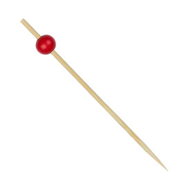 Pick Bambu Decorado "Big Ball" Vermelho 120mm (200 Unidades)