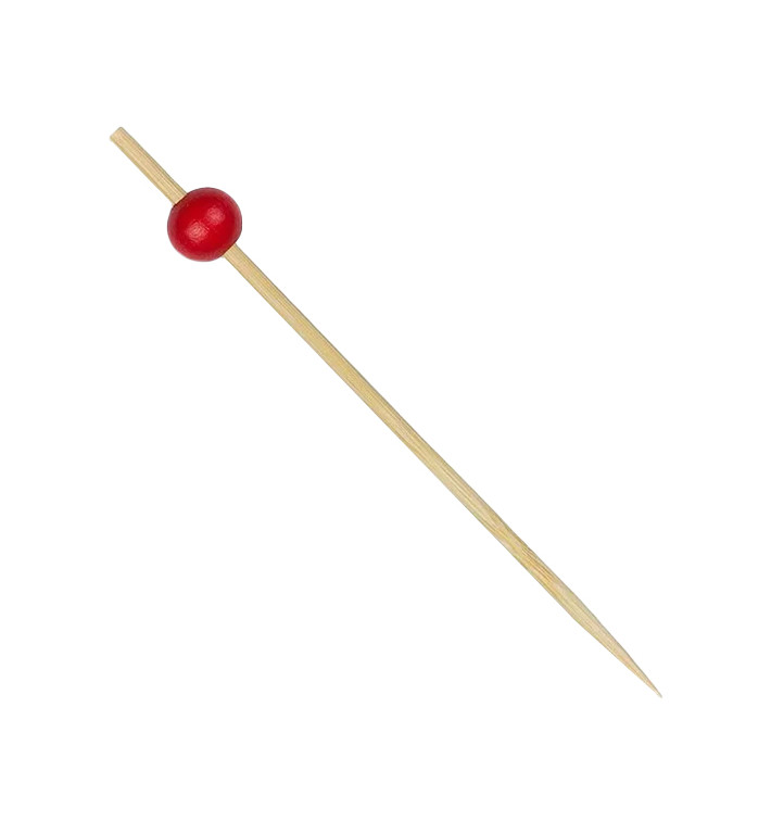 Pick Bambu Decorado "Big Ball" Vermelho 120mm (5000 Unidades)