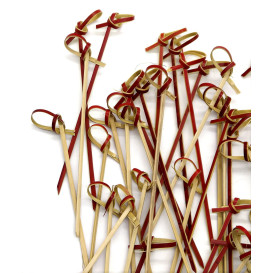 Pick Bambu Decorado Laço Vermelho 90mm (200 Unidades)