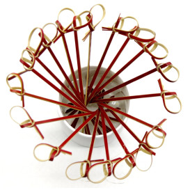 Pick Bambu Decorado Laço Vermelho 180mm (200 Unidades)