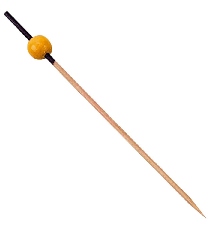 Pick Bambu Decorado Preto e Amarelo 120mm (200 Unidades) Pick Bambu Decorado Preto e Amarelo 120mm (200 Unidades)