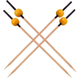 Pick Bambu Decorado Preto e Amarelo 120mm (200 Unidades)