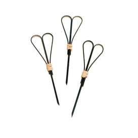 Pick de Bambu Decorado Coração Preto 90mm (200 Unidades)