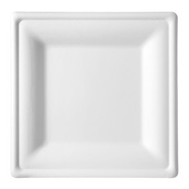 Prato Quadrado Bio cana-de-açúcar Branco 15x15cm (1000 Uds)