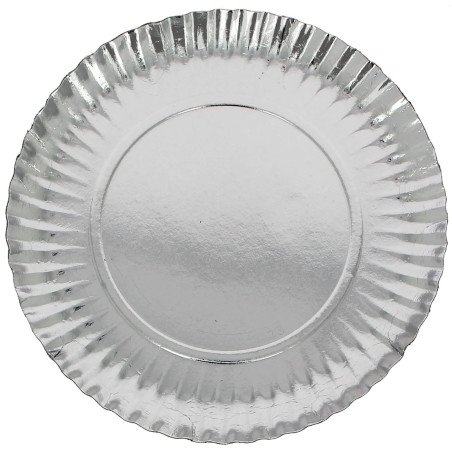 Prato de Cartão Redondo Prata 23cm (600 Uds)