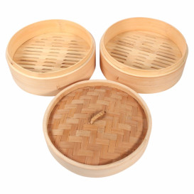 Panela Cozimento a Vapor Bambu com Tampa Ø8x6cm (200 Uds)