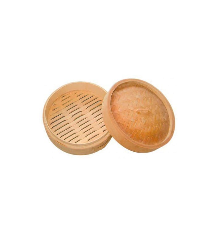 Panela Cozimento a Vapor Bambu com Tampa Ø8x6cm (10 Uds) Panela Cozimento a Vapor Bambu com Tampa Ø8x6cm (10 Uds)