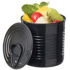 Lata de conserva Plastico PS Preto 110ml Ø6x5,7cm (25 Uds)