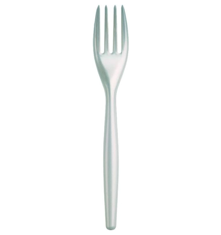 Garfo de Plástico Easy PS Branco Perle 180 mm (500 Uds) Garfo de Plástico Easy PS Branco Perle 180 mm (500 Uds)