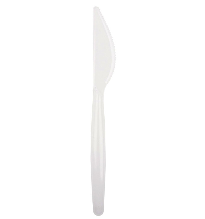 Faca de Plástico Easy PS Branco 185mm (500 Uds) Faca de Plástico Easy PS Branco 185mm (500 Uds)