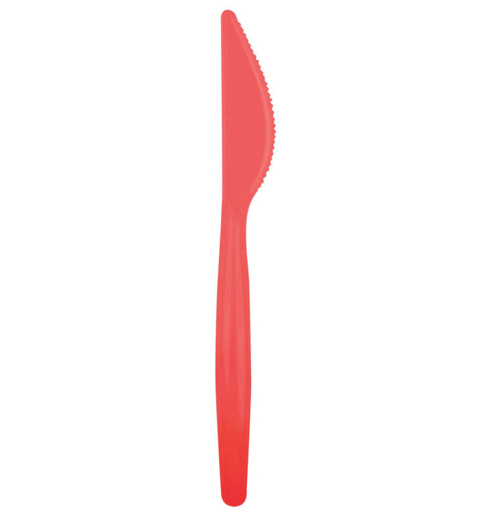Faca de Plástico Easy PS Vermelho 185mm (20 Uds) Faca de Plástico Easy PS Vermelho 185mm (20 Uds)