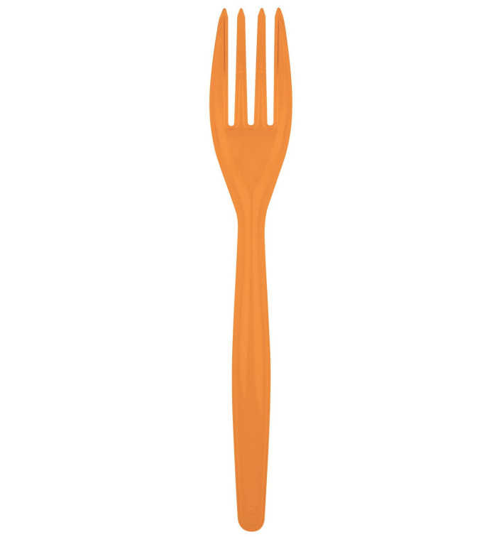Garfo de Plástico Easy PS Laranja 180mm (500 Uds) Garfo de Plástico Easy PS Laranja 180mm (500 Uds)