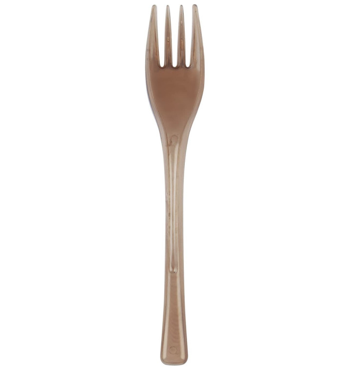 Garfo de Plástico Fly Marrom Transp. 140mm (50 Uds) Garfo de Plástico Fly Marrom Transp. 140mm (50 Uds)