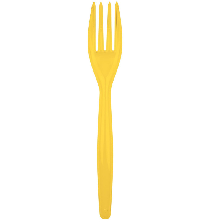 Garfo de Plástico Easy PS Amarelo 180 mm (500 Uds) Garfo de Plástico Easy PS Amarelo 180 mm (500 Uds)