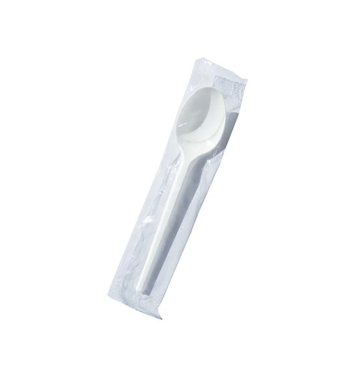 Colher de Plastico Individual PS Blanco 125 mm (100 Unidades)