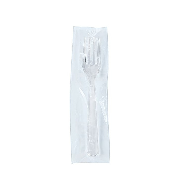 Garfo Plástico Individual  PS Transparente 185 mm (1.000 Uds)