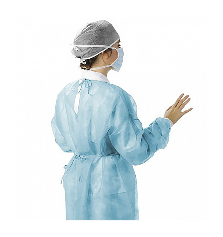 Bata TST PP Azul 20 gr. Abertura Traseira com Tiras (100 Uds) Bata TST PP Azul 20 gr. Abertura Traseira com Tiras (100 Uds)