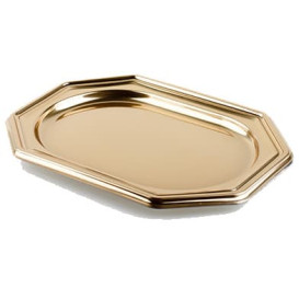 Bandeja Plastico Luxo Octog. Ouro 36x24 cm (5 Uds)