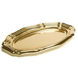 Bandeja Plastico Luxo Oval Ouro 40x27 cm (50 Uds)