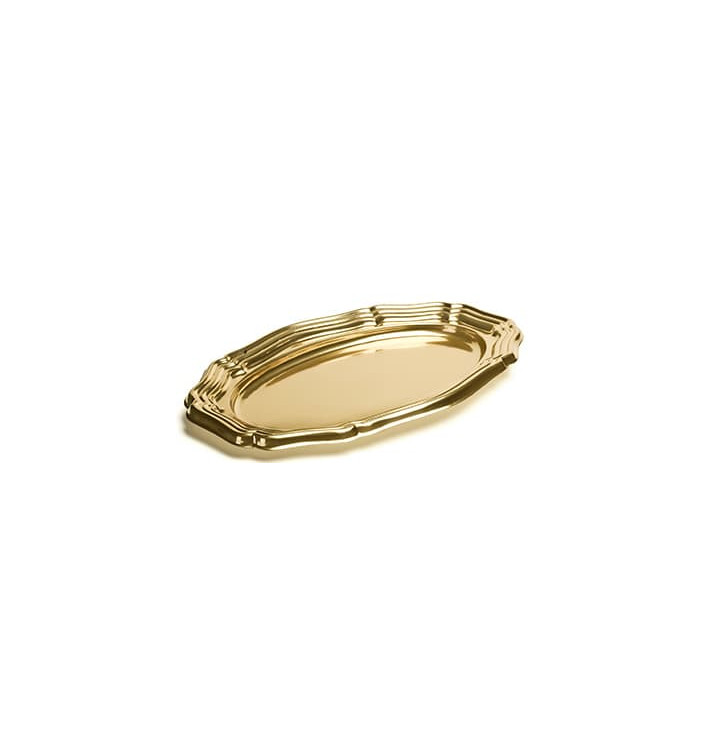 Bandeja Plastico Luxo Oval Ouro 58x30 cm (5 Uds) Bandeja Plastico Luxo Oval Ouro 58x30 cm (5 Uds)
