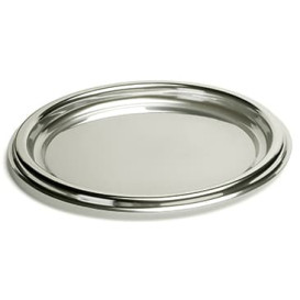 Bandeja Plastico Redonda Prata 30 cm (50 Uds)