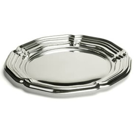 Bandeja Plastico Luxo Redonda Prata 34 cm (5 Uds)