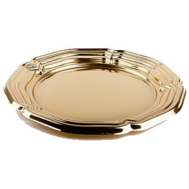 Bandeja Plastico Luxo Redonda Ouro 34 cm (50 Uds)