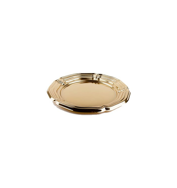 Bandeja Plastico Luxo Redonda Ouro 46 cm (50 Uds) Bandeja Plastico Luxo Redonda Ouro 46 cm (50 Uds)