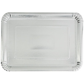 Bandeja de Cartão Rectangular Prata 18x24cm (100 Uds)