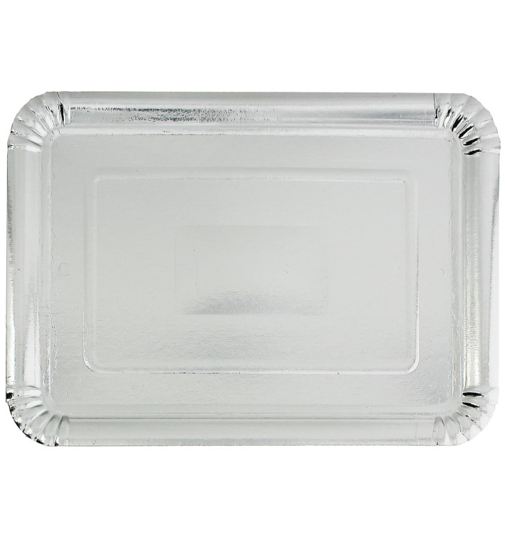 Bandeja de Cartão Rectangular Prata 18x24cm (100 Uds) Bandeja de Cartão Rectangular Prata 18x24cm (100 Uds)