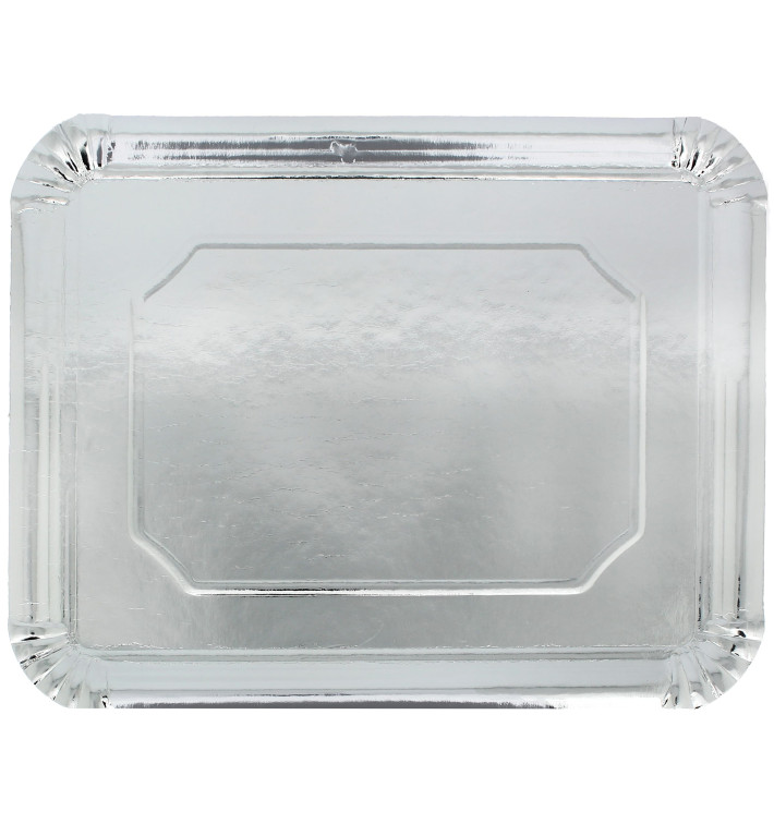 Bandeja de Cartão Rectangular Prata 34x42cm (50 Uds) Bandeja de Cartão Rectangular Prata 34x42cm (50 Uds)