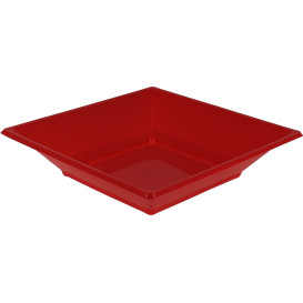 Prato Fundo Quadrado Plástico Vermelho 170mm (5 Uds)