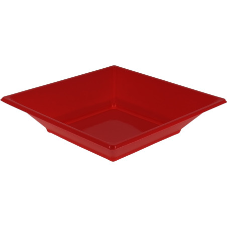 Prato Fundo Quadrado Plástico Vermelho 170mm (25 Uds)