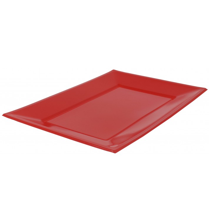 Bandeja Plastico Rectangular Vermelho 330x225mm (180 Uds)